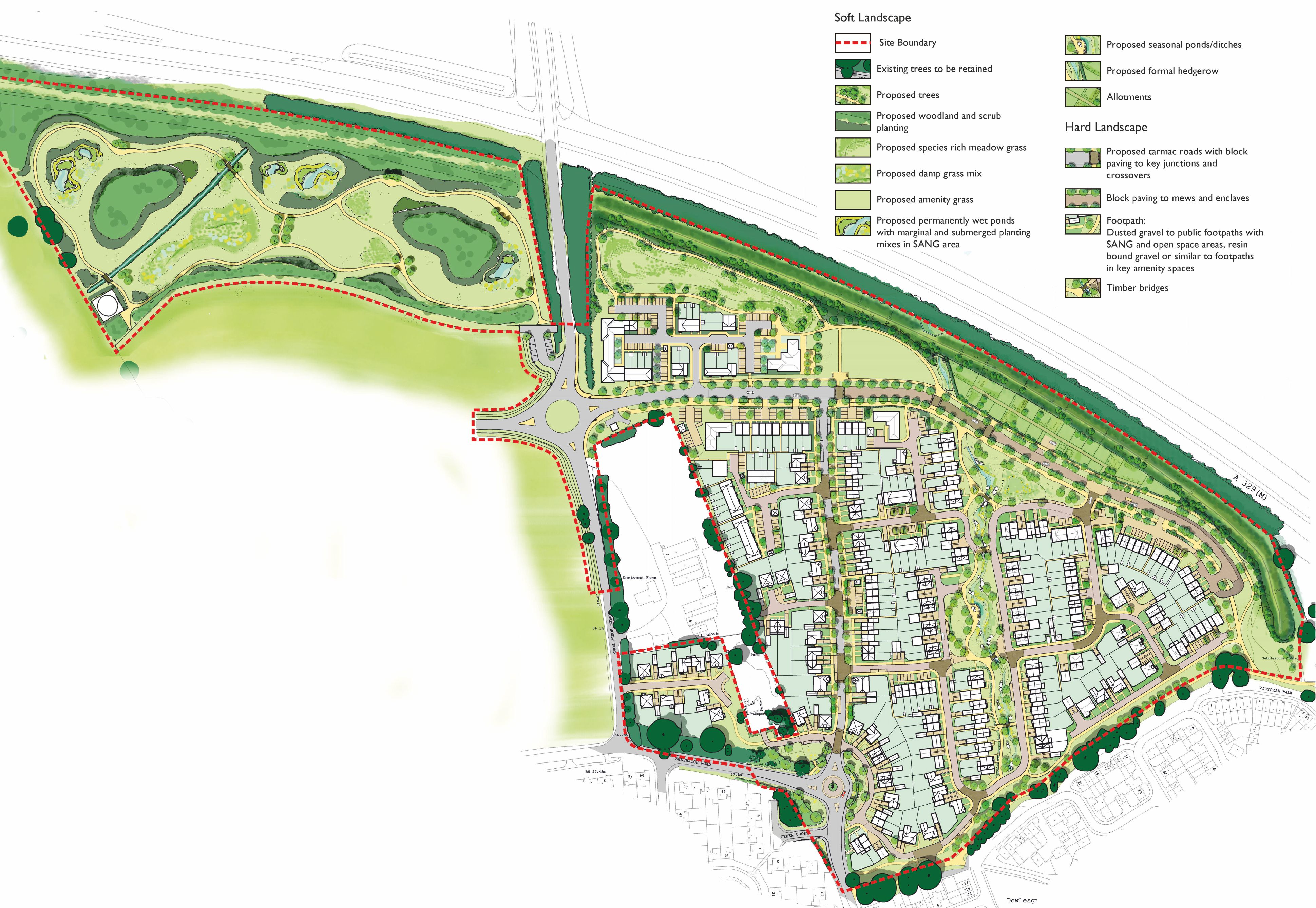 Landscape masterplan for Kentwood with SANGS and park